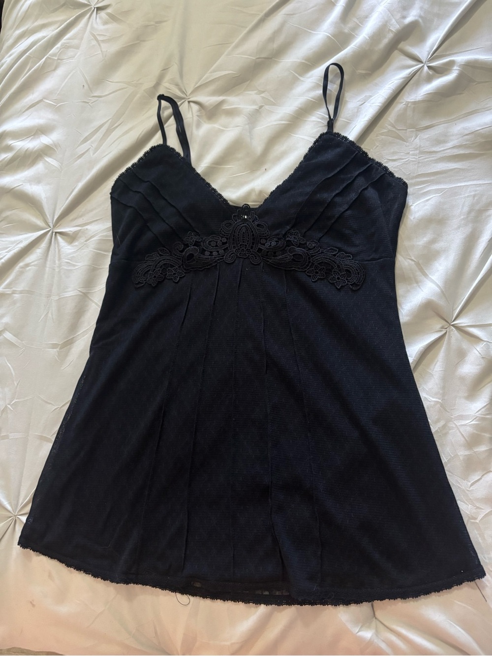 Vintage No Boundaries Black Lined Lace-Trim Camisole